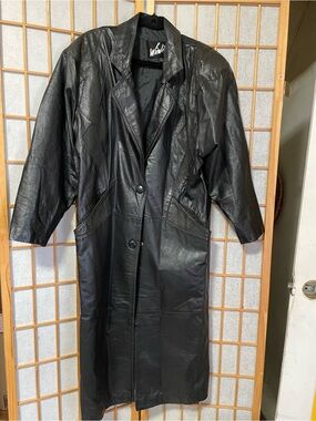 Vintage Winlit Size M 80s /90s Black Leather Trench Coat